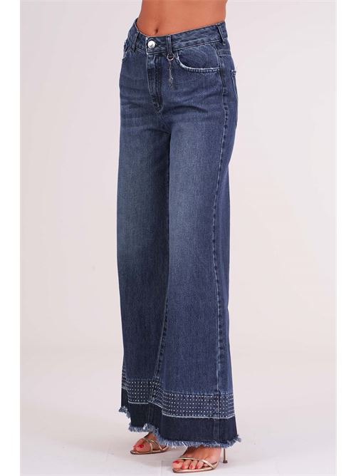 Jeans palazzo con strass Luckylu Milano | PA02DFDENIM WASH